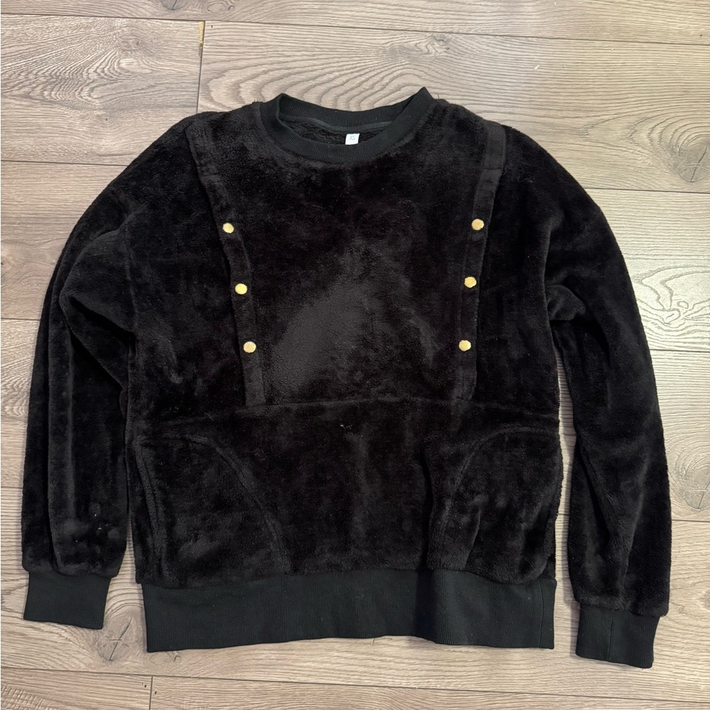 Latched Mama Black Fleece Maternity Sweater Pullover Top Nursing Access Size XS